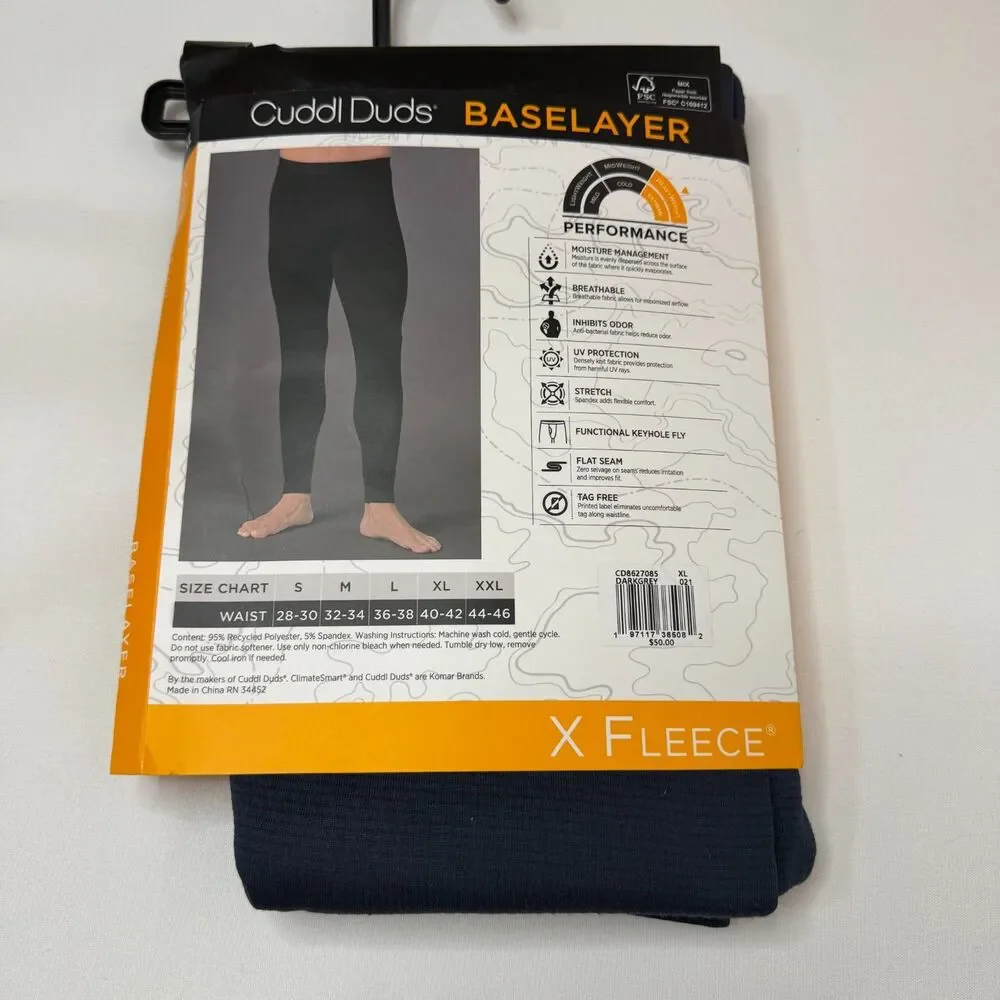 Size XL Cuddl Duds Men's Heavyweight X Fleece Performance Baselayer Pants NWT